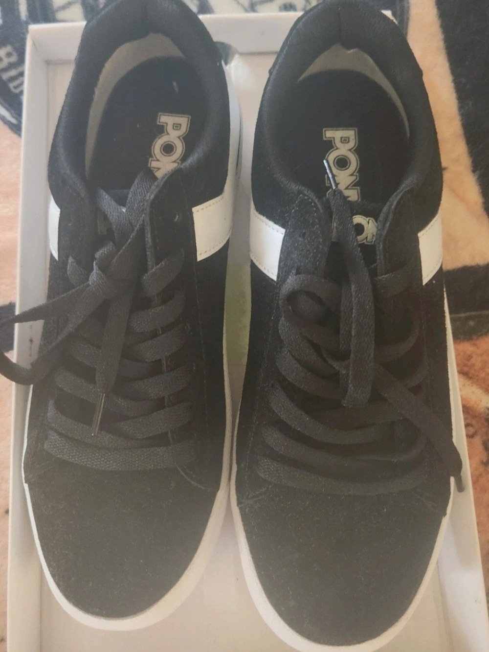 PONY Black and White Low-Top Athletic Sneakers
